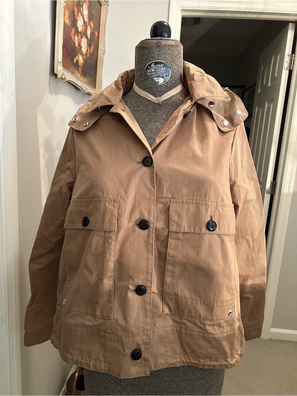 Massimo Dutti Hooded Raincoat - Tan